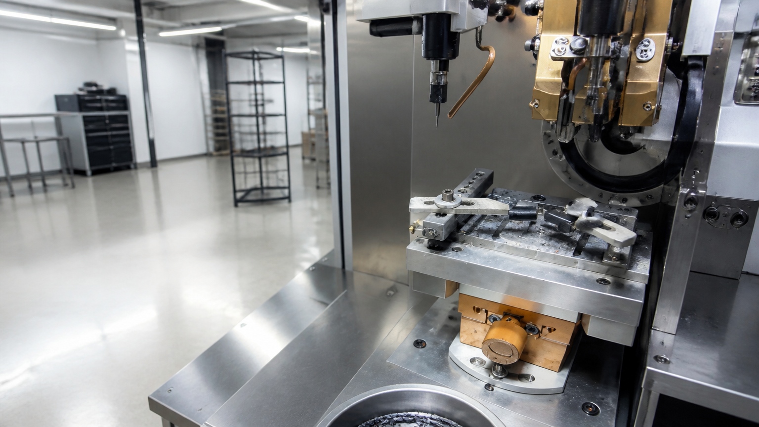 Precision assembly workstation with temple-arm workpiece