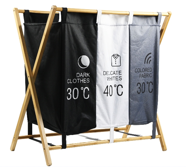 ReliLink-bamboo lidded laundry basket