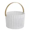 Kitchen Storage Basket: Wooden Handle + Ventilated Design for Produce & Dishware