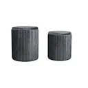 Multifunctional Dark Grey Corduroy 2-Piece Ottoman Set