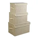 Bamboo Nesting Storage Bins: Rattan Texture with Handles & Lids