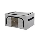 Fabric Storage Box with Clear Window & Double Zippers