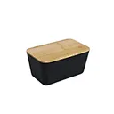 Bamboo Lid Black Bread Box – Food-Grade Storage for Freshness