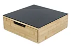 Bamboo Tea Box with Tempered Glass Lid – Multi-Compartment Drawer for Tea Storage