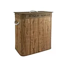 Bamboo Fabric Laundry Hamper with Removable Bamboo Lid & Rope Handle