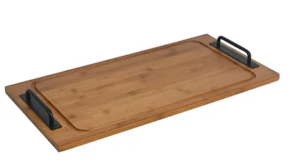 Bamboo Dual-Handle Serving Tray: Ideal for Food Platter & Table Service Large