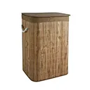 Bamboo Pattern Fabric Laundry Hamper with Bamboo Lid
