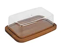 Bamboo Base Clear Food Cover: Dust-Proof Display & Fresh-Keeping Tray