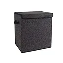 Square Fabric Organizer Box with Lid – Textured Pattern for Home Use