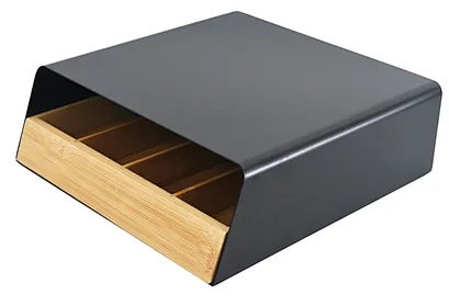 Iron & Bamboo Drawer Organizer: Multi-Compartment Storage for Desk Essentials
