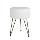 Lightweight White Round Upholstered Stool
