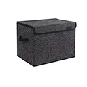 Square Fabric Organizer Box with Lid – Textured Pattern for Home Use