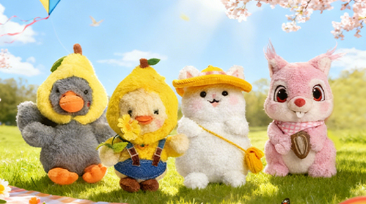 Spring Outing plush cat keychain design