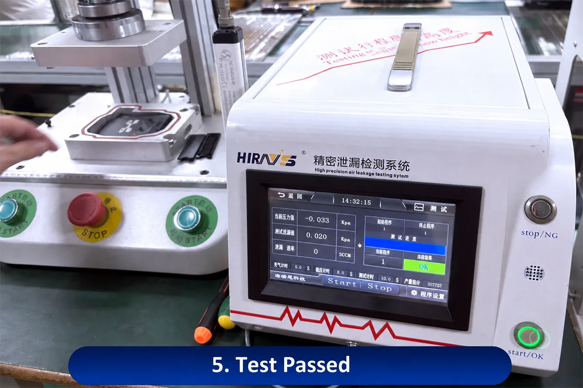 W8008 pager airtightness testing during production