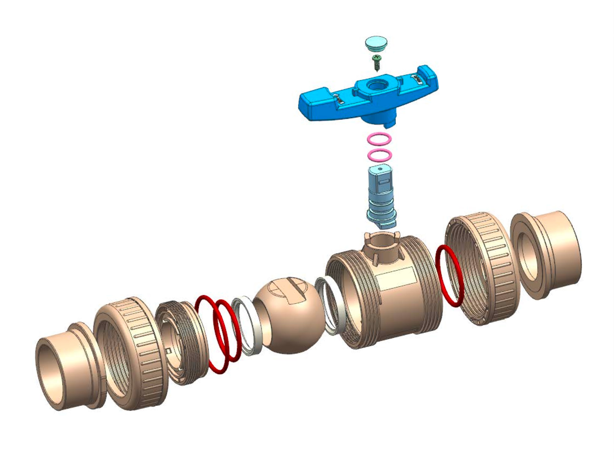 JRV15 Exploded view of a double-command ball valve
