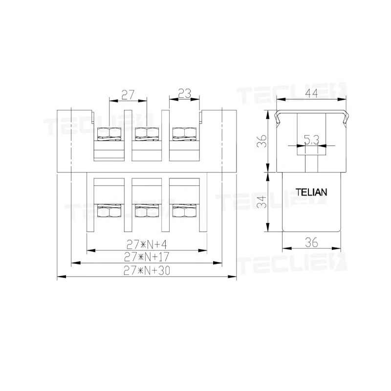 Reliable fence terminal blocks with secure screw clamping. Featuring robust barrier strips for high-voltage insulation and anti-vibration connections. Ideal for industrial power supplies and control panels. Various pitches and poles available at TELIAN.
