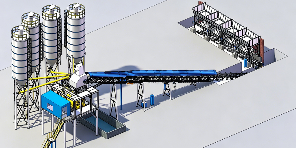 Fixed concrete mixing plant