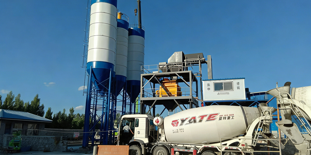 Concrete mixing plant work site
