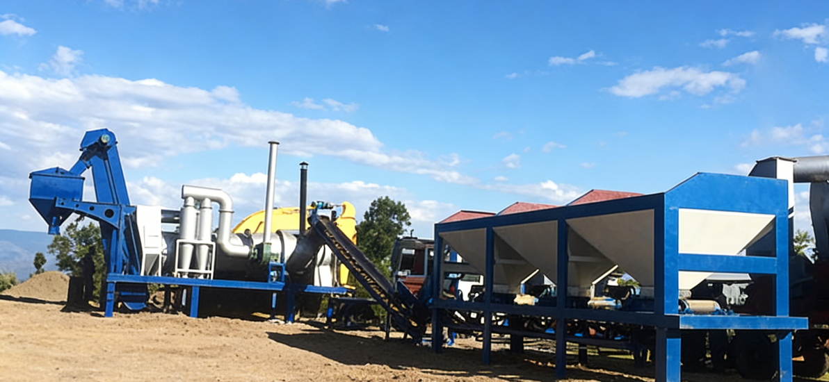 mobile asphalt drum mix plant with dust removal