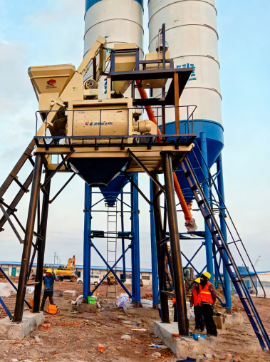 HZS75 stationary dry concrete batching plant
