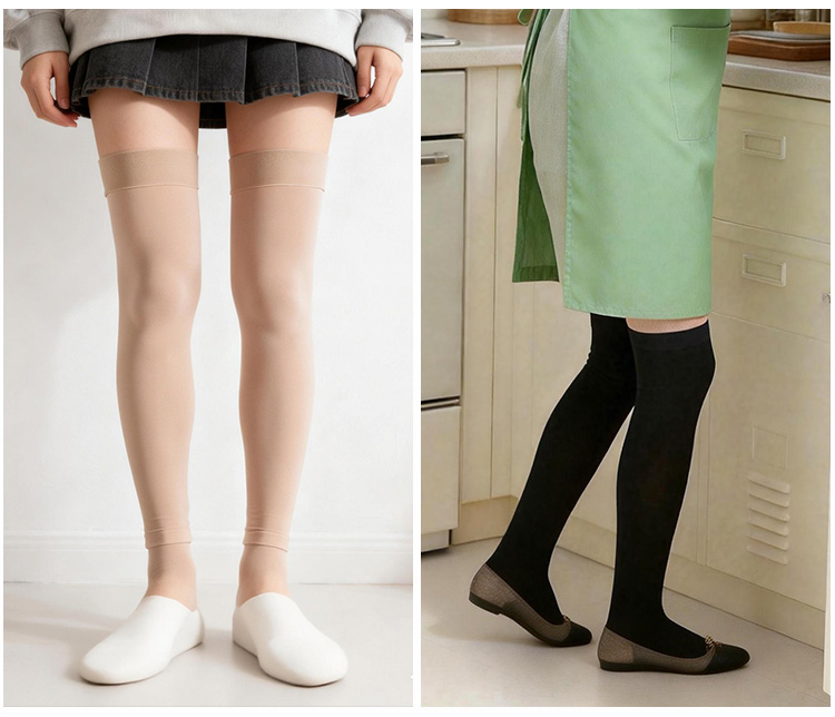 Thigh High Footless Capri Compression Hose