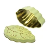 Elegant Leaf-Shaped Light Green Tinplate Box with Gold Lining Screw Cap Offset Printing for Craft Tea Coffee & Dry Snacks