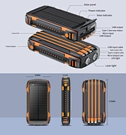 Waterproof Portable Charger with Dual Flashlights