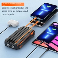 Waterproof Portable Charger with Dual Flashlights