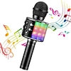 Wireless Condenser Karaoke Microphone Controllable LED Lights Portable Handheld Desktop Karaoke Speaker Machine Christmas