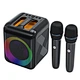 portable Dual Mic  Bluetooth Speaker with LED Party Lights Mini Wireless Karaoke Speaker for party