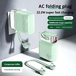 3-in-1 10000mAh Power Bank with AC Plug  Built-in Cables
