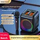 portable Dual Mic  Bluetooth Speaker with LED Party Lights Mini Wireless Karaoke Speaker for party