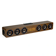 K6 Multifunctional Home Theatre Soundbar Speaker with RGB LED Lighting Wooden for Bluetooth Subwoofer Clock Alarm Battery