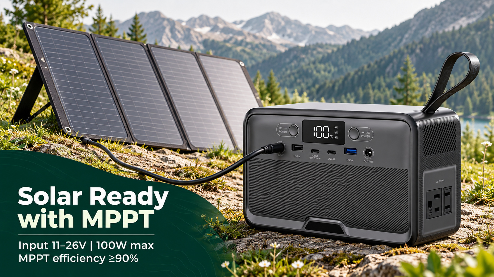 R200 connected to a folding solar panel through the MPPT input