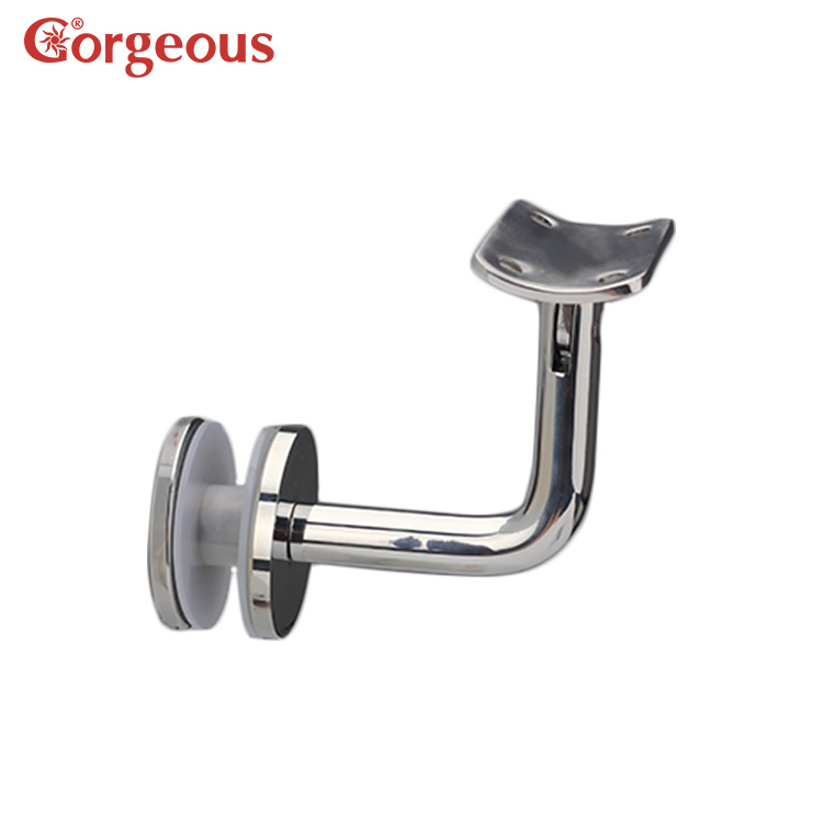 handrail bracket - stainless steel glass handrail bracket with arc saddle front view
