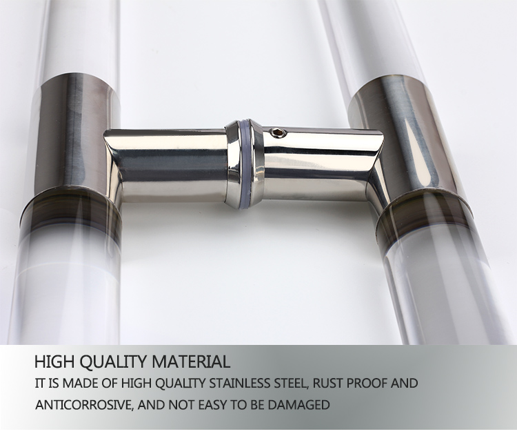 glass door pull handle fixing parts installation detail
