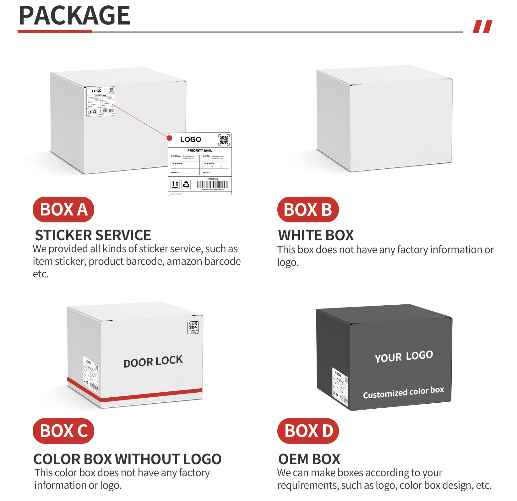sliding door handle packaging OEM custom box carton