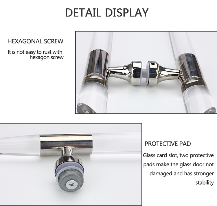 glass door handle detail acrylic stainless steel structure