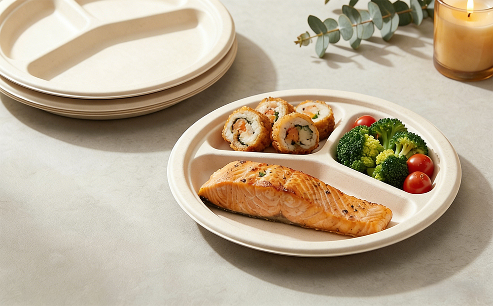 compostable 3 compartment round plates