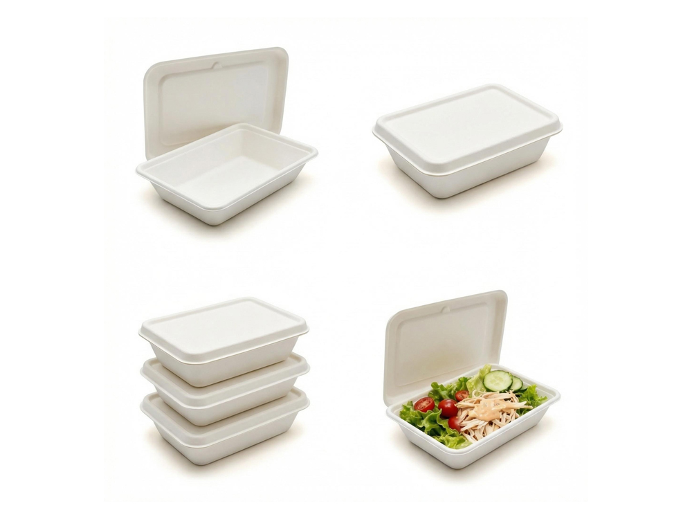 hinged lid sugarcane takeout boxes
