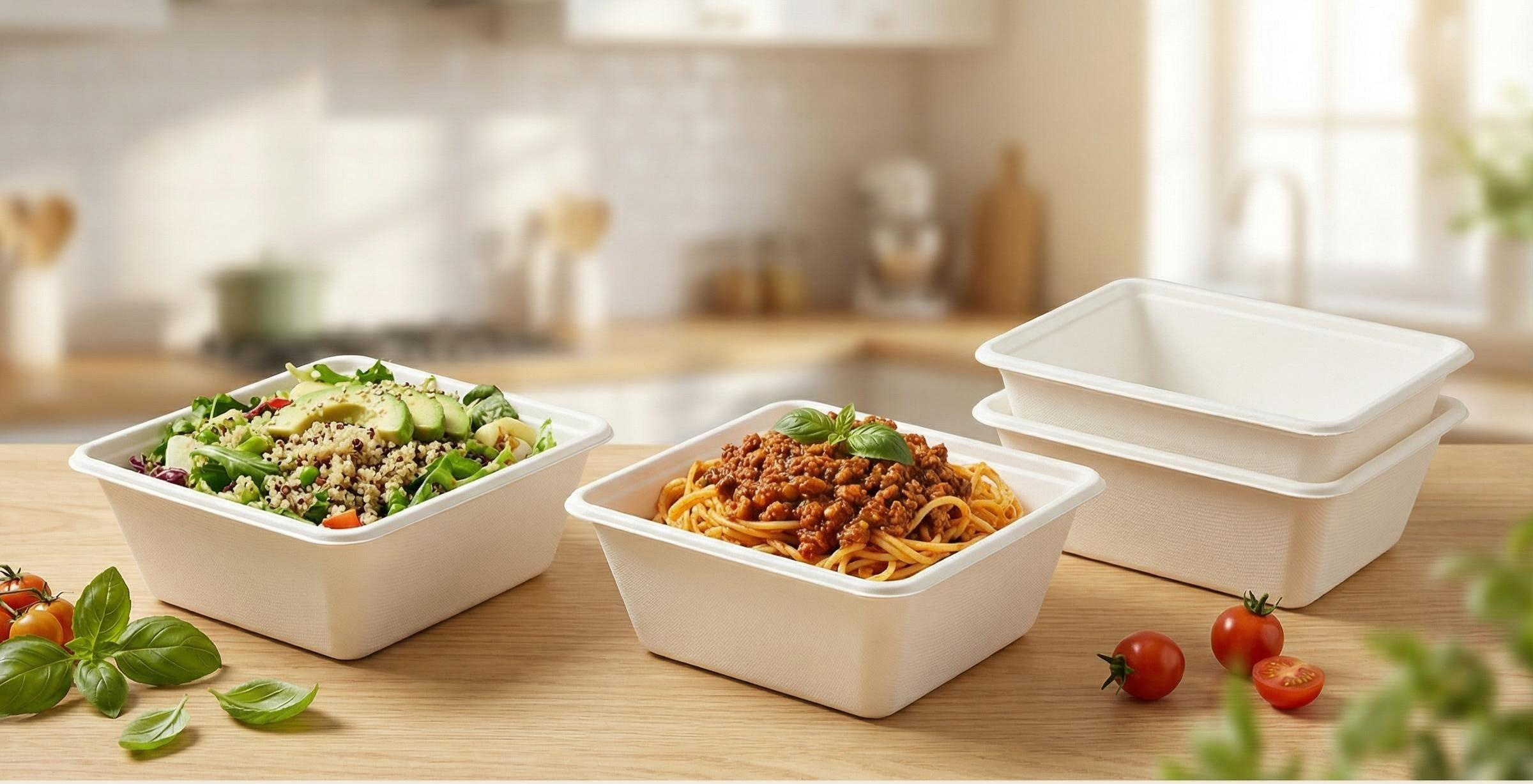 hinged lid sugarcane takeout boxes