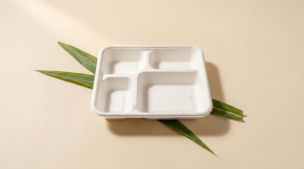 4 compartment bagasse plates