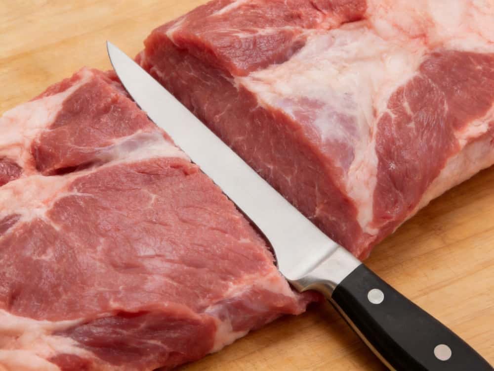 Professional boning knife used for trimming meat