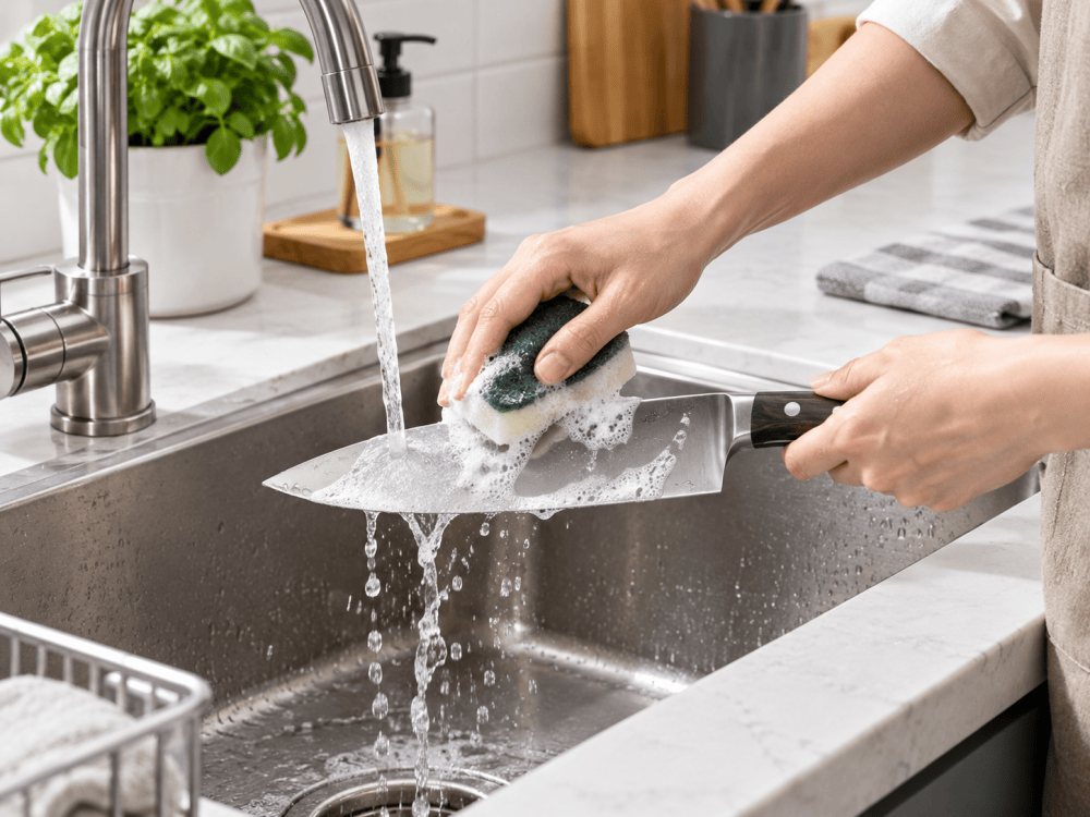 How to clean a chef knife safely by hand