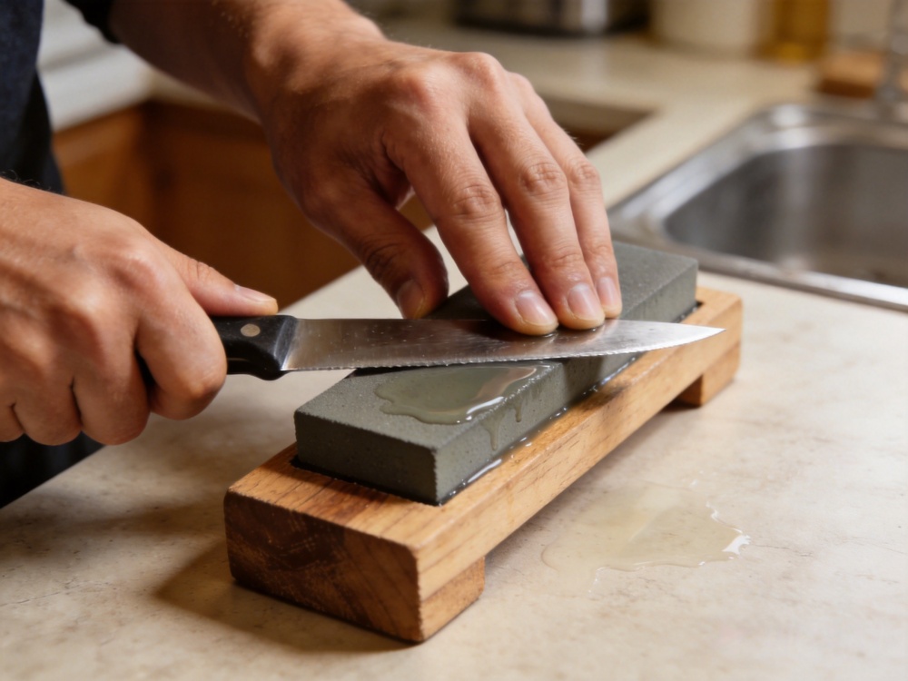 Sharpening a dull kitchen knife