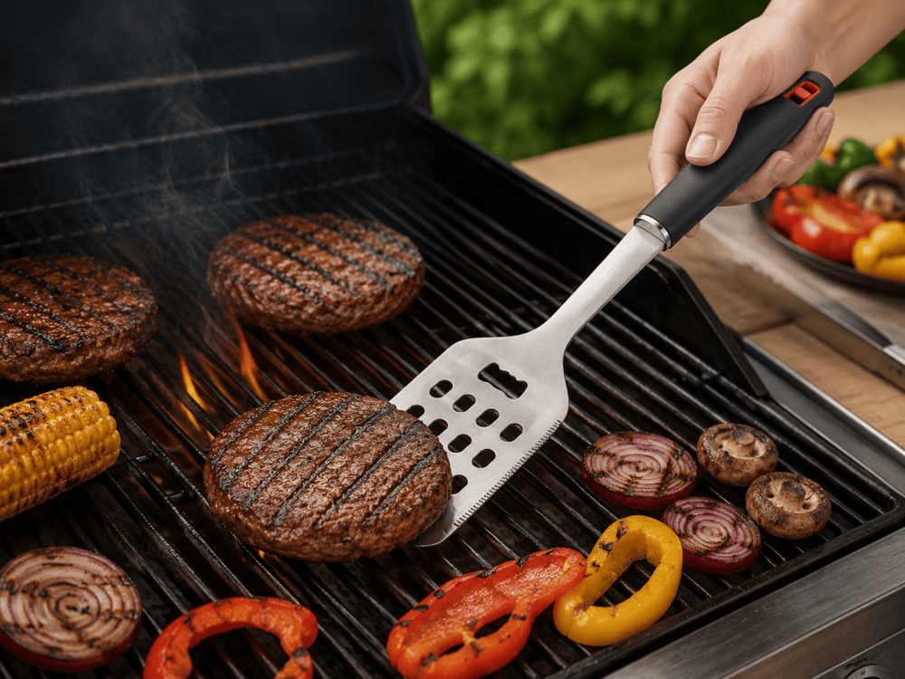 BBQ spatula grilling burgers