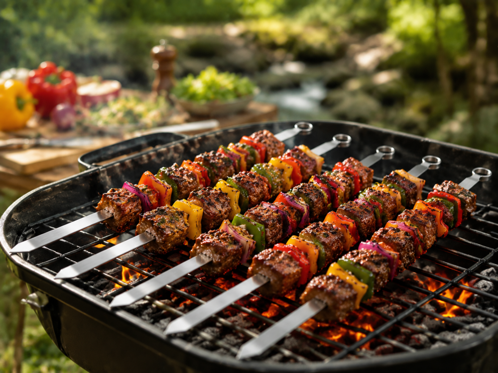 Outdoor grilling skewers