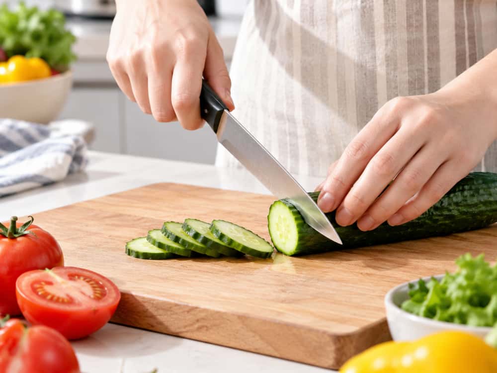 Kitchen utility knife used to slice fresh vegetables and prepare everyday ingredients