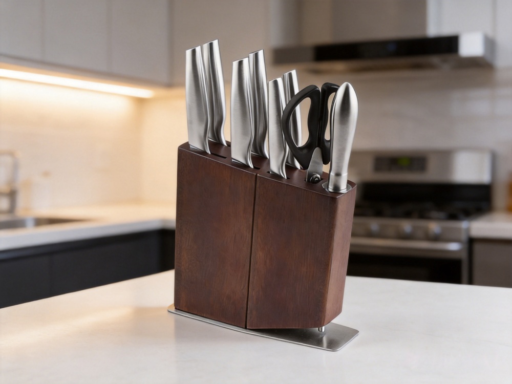 9 piece kitchen knife set with sharpener stainless steel professional kitchen knife set