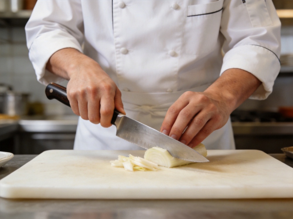 Chef Using Balanced Kitchen Knife